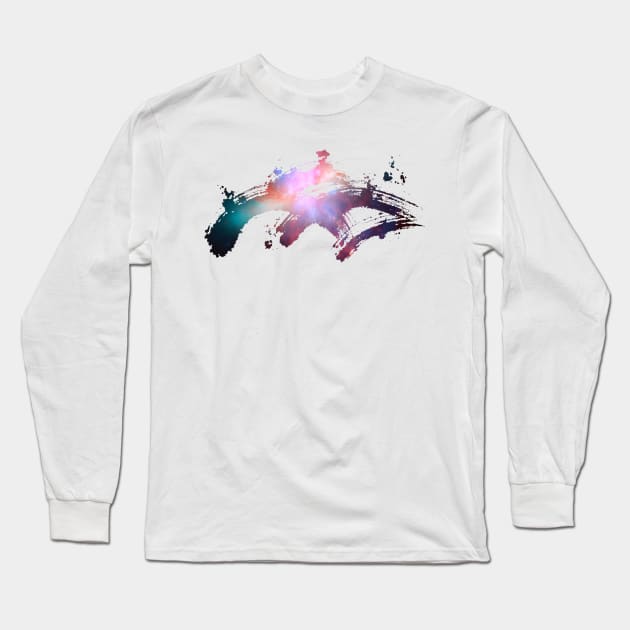Paint brush stroke galaxy whoosh Long Sleeve T-Shirt by Blacklinesw9
